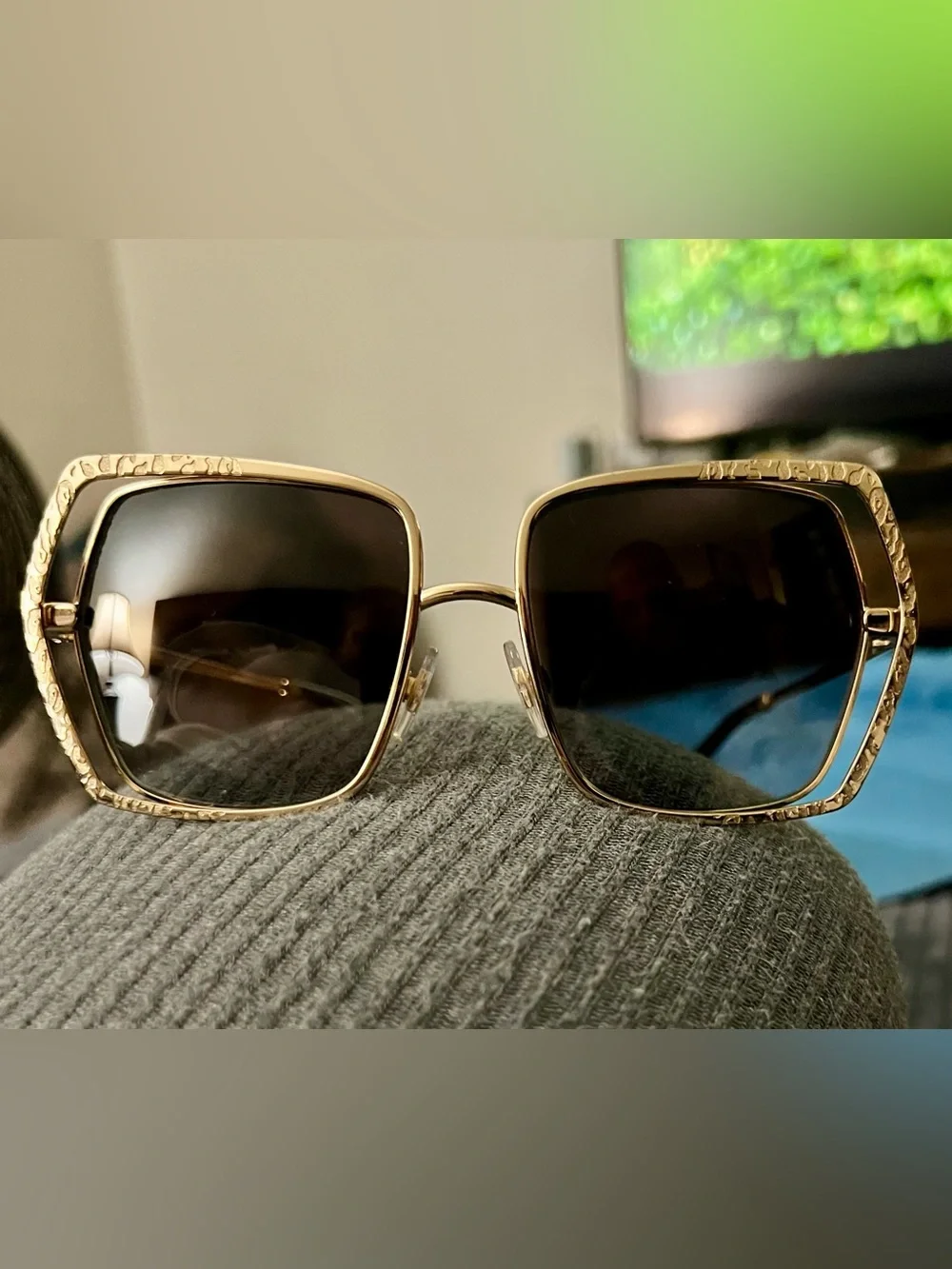 Dolce & Gabbana DG2306 Gold Butterfly Leopard Sunglasses Brown Gradient Lens